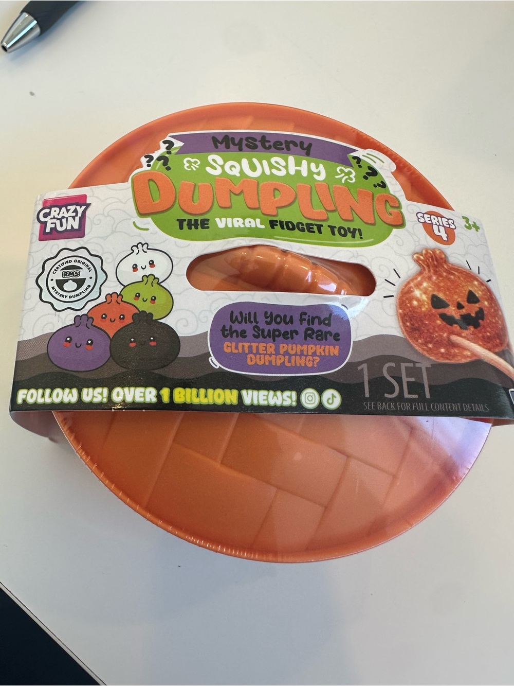 Squishy Dumpling Mystery Glitter Pumpkin edition Toy - Orange